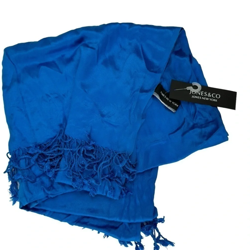 Jones New York Royal Blue Huge Oversized Scarf Wrap with Fringe